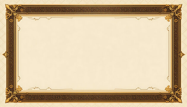 Elegant vintage-style golden brown frame with floral decorations, ideal for certificates, invitations, or classical design elements on a light background.