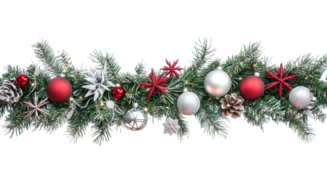 Christmas garland super wide panorama banner on white background.png