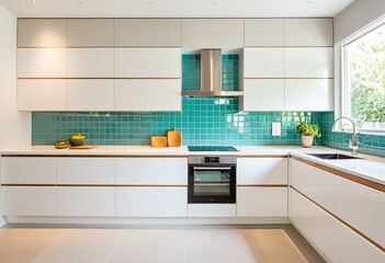 A kitchen with white cabinets and a stainless steel range hood.