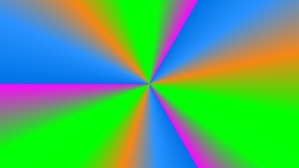 Vibrant, radiating color burst; four hues converge