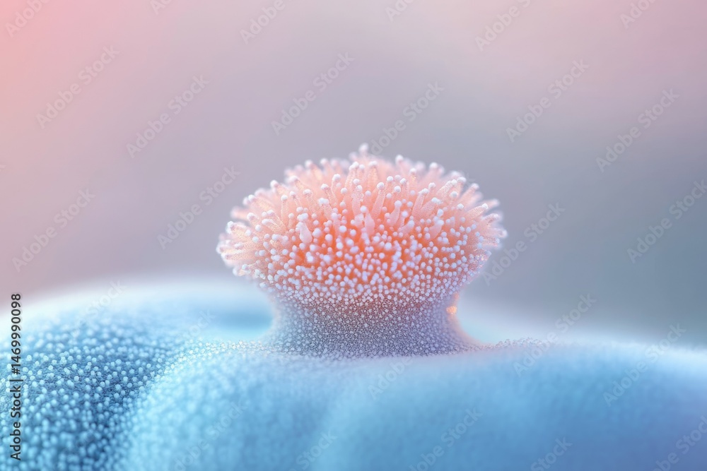 Poster microscopic view of a single tumor cell, exhibiting a unique texture and structure.