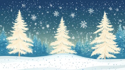 Snowy Winter Forest Landscape.