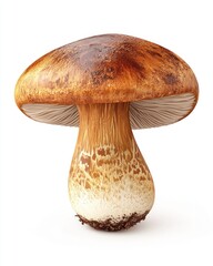 Single edible mushroom, earthy tones