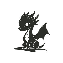 Cute Baby Dragon Silhouette Vector Illustration Isolated On White Background For Graphic Design And Digital Art
