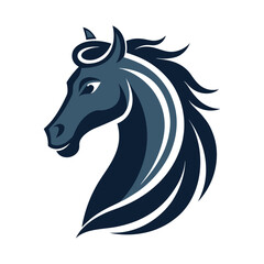 Beautiful Black Horse Head Vector Silhouette Illustration Cartoon, Clipart, Line Art Design on white background.