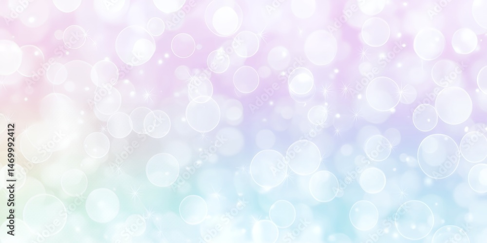 Poster pastel rainbow bokeh background with sparkling lights and soft blurred circles ideal for website ban
