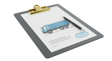 Isolated Clipboard with Truck Drawing