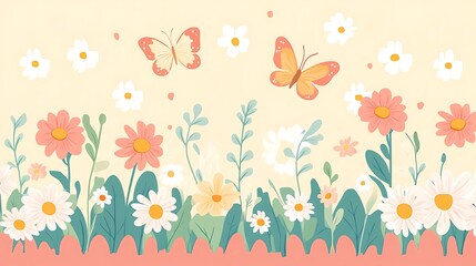 Spring flowers with butterflies, and pastel. (3)