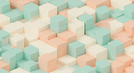Fototapeta premium Minimalist Repeating 3D cubes and hexagons in pastel tones