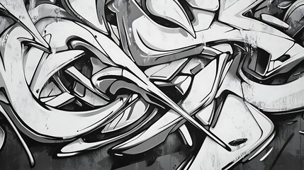 Abstract graffiti art in monochrome dynamic design and urban texture