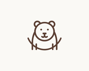 Bear logo icon in stylish flat brown style