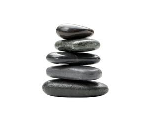 Stacked smooth stones isolated on transparent background, png