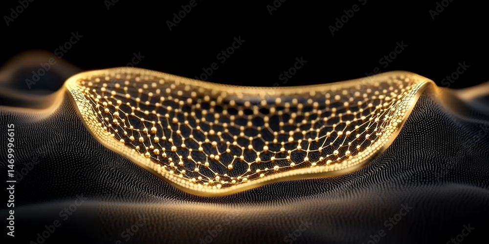Poster abstract golden network on dark background digital art luxurious elegant mesh pattern design modern 