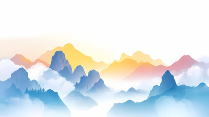 Misty Mountain Range at Sunrise