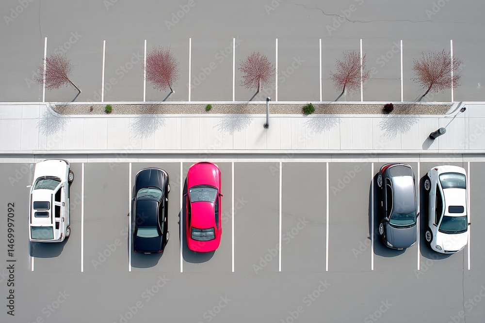 Aufkleber a minimal overhead view of geometric parking slots on a light gray background