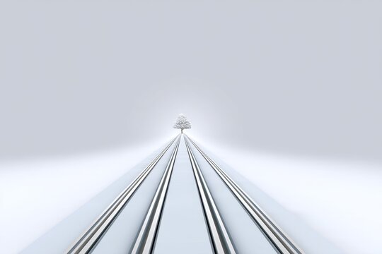 A minimalist straight lane drawn as two clean parallel lines on a white background fading into a vanishing point