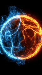 Dynamic sphere of opposing elements in a swirling vortex.