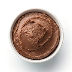 Creamy Chocolate Spread in a White Bowl, Top View