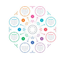 eight steps infographic template. circular information template. infographic template for business, education, annual report, magazine