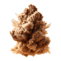Fototapeta premium A Stunning Explosion of Brown Sand Particles in the Air, Capturing the Raw Power of Nature's Impact , isolated on white background png