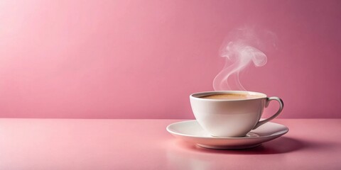 Fototapeta premium Aromatic Steam Rising from a Warm Beverage in a Delicate Cup on a Pastel Surface
