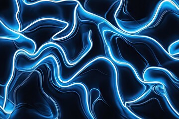 A matte-black background with blue-white neon reflections