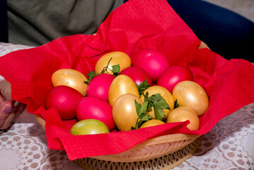 easter eggs in a basket