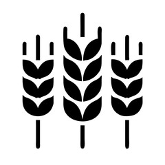 Bold Wheat Stalks Silhouette , Black Solid Vector Design