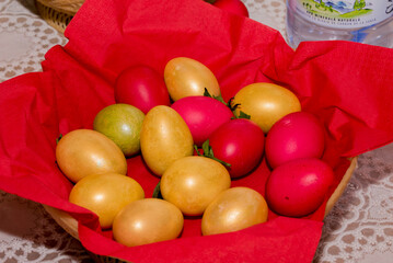 easter eggs in a basket