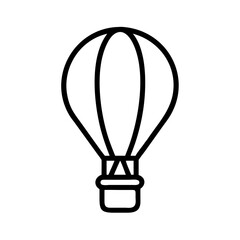 Hot Air Balloon Vector Icon , Minimalist Black Outline Design