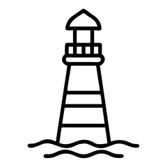 Minimalist Lighthouse Vector , Black Outline Beacon Icon