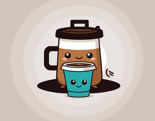 cartoon character of coffee Graphic Design for T shirt Street Wear and Urban Style