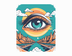 Aesthetic illustration of eyes Streetwear t shirt design, vector graphic, typographic poster or tshirts street wear and Urban style