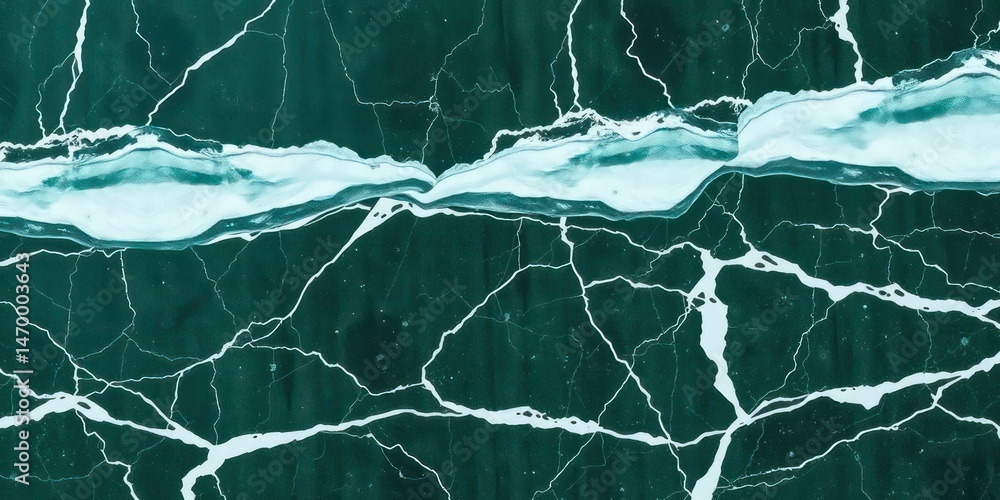 Aufkleber abstract teal and white cracked surface texture with linear patterns