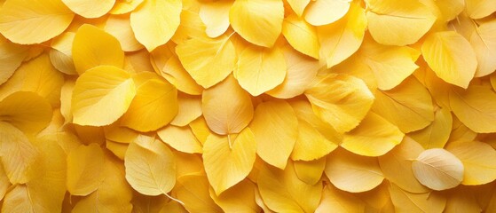 Close-up view of many vibrant yellow flower petals.