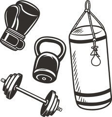 Gym fitness bundle vector design.