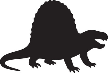 Dimetrodon animal silhouette reptile vector art illustration.