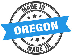 Made in Oregon round sign. Made in Oregon stamp.