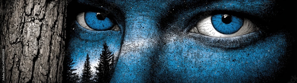 Poster deep reflection of a stargazer in inner silence with cosmic elements and profound introspection to i