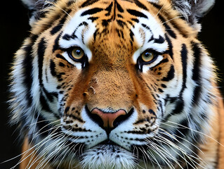 Obraz premium Intense Close-Up of a Bengal Tiger's Face with Glowing Eyes