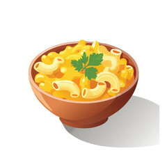 Macaroni and Cheese Vector Illustration with Flat Design, Clean Line Art, and Modern Minimalist AestheticArt.
