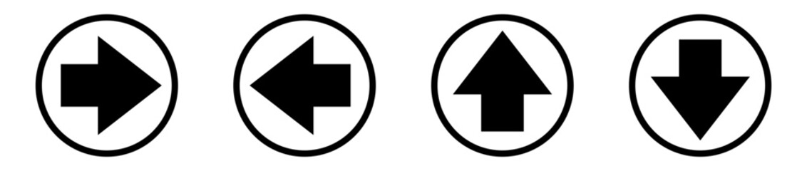 Arrows icons set, modern simple black vector pointer signs. Arrow icon collection for forward click buttons, web design arrow navigation and apps elements