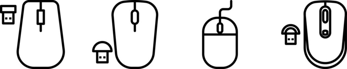 Computer mouse icon set in line style