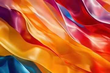Obraz premium Vibrant colorful fabric drapes in flowing motion.