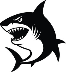 aggressive shark vector art and illustration