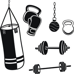 Gym fitness bundle vector design.