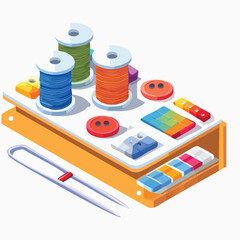 sewing kit Vector Illustration with Flat Design, Clean Line Art, and Modern Minimalist AestheticArt.