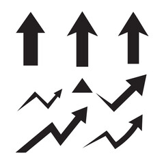 Set of up arrow silhouette icons on white background