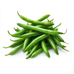 Fototapeta premium Fresh Green Beans on White Background