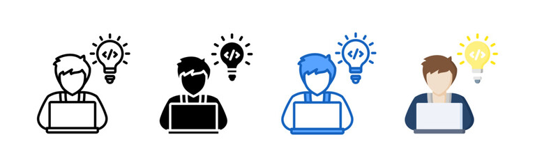 Programmer icon set bundle. Multi style icon collection perfect for websites, apps, and presentations. Simple vector icon collection